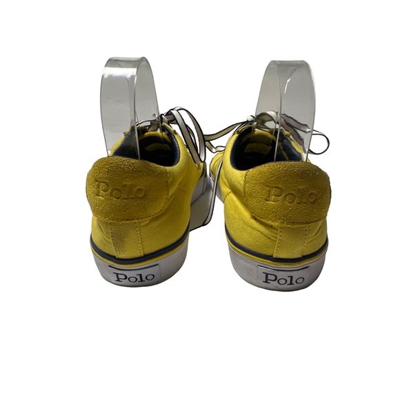 POLO Ralph Lauren SAYER LOGO Canvas Lace Up Low Top Casual Sneaker Size 8 - Picture 3 of 11